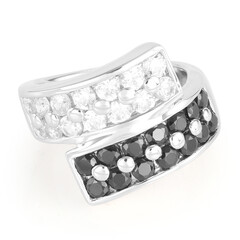 Zilveren ring met zwarte spinelstenen