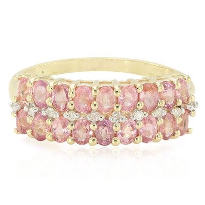 Gouden ring met Onverhitte Padparadscha Saffieren