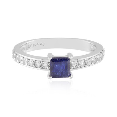 Zilveren ring met een Madagaskar Blauwe Saffier