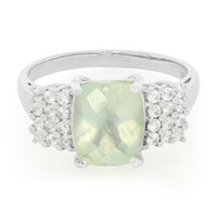 Zilveren ring met een prehniet