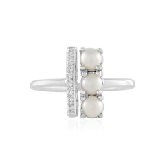 Zilveren ring met Witte zoetwater kweekparels