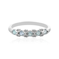 Zilveren ring met hemel-blauwe topaasstenen