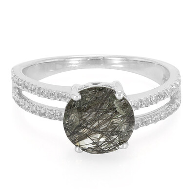 Zilveren ring met een zwarte rutielkwarts