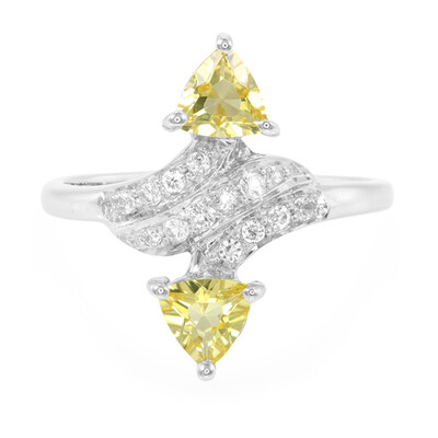 Zilveren ring met gele berillstenen