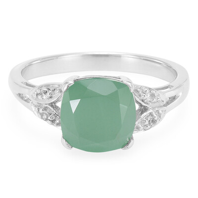 Zilveren ring met een groene chalcedoon