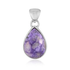 Zilveren hanger met een Charoite (Bali Barong)