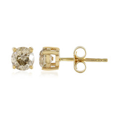 Gouden oorbellen met I1 Bruine Diamanten