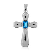 Zilveren hanger met een Zwitsers-blauwe topaas