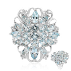 Zilveren ring met hemel-blauwe topaasstenen
