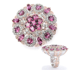 Zilveren ring met magenta granaten (Gems en Vogue)