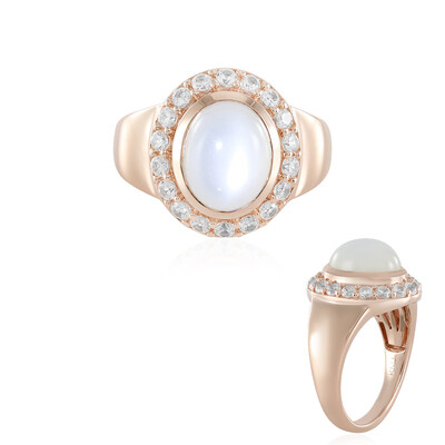Zilveren ring met een witte maansteen (KM by Juwelo)