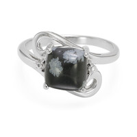 Zilveren ring met een sneeuwvlokken obsidiaan