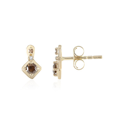 Gouden oorbellen met I2 Bruine Diamanten