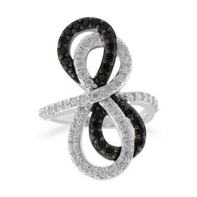 Zilveren ring met zwarte spinelstenen