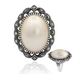 Zilveren ring met een Mabe parel