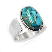 Zilveren ring met een Blauwe Koper Turkoois (Faszination Türkis)