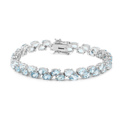 Zilveren armband met hemel-blauwe topaasstenen