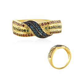 Zilveren ring met I4 Blauwe DIamanten