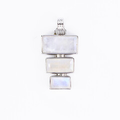 Zilveren hanger met Witte Labradorieten