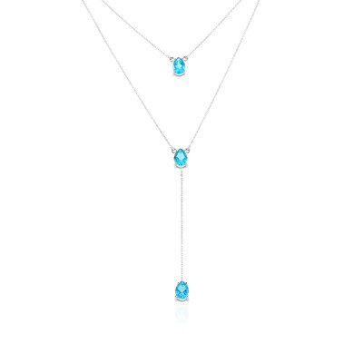 Zilveren halsketting met Paraiba Topaasstenen