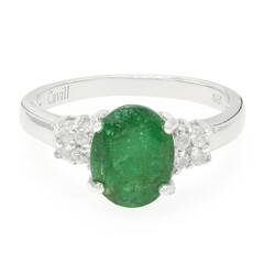 Zilveren ring met een Bahia-smaragd