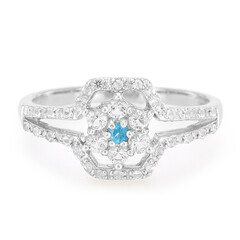 Zilveren ring met een neon blauwe apatiet