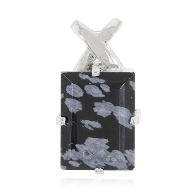 Zilveren hanger met een sneeuwvlokken obsidiaan