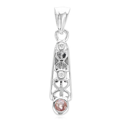 Zilveren hanger met een Padparadscha saffier