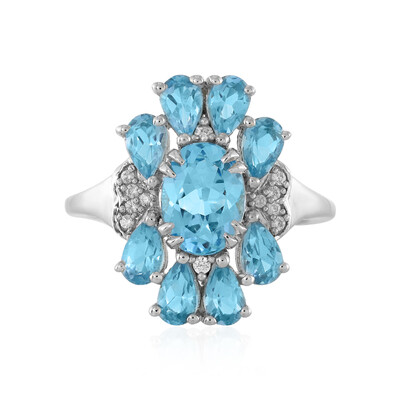 Zilveren ring met een Zwitsers-blauwe topaas
