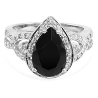 Zilveren ring met een zwarte spinel