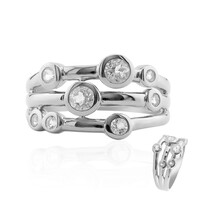 Zilveren ring met witte topaasstenen