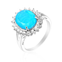 Zilveren ring met een Caribisch Blauwe opaal