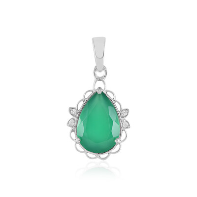 Zilveren hanger met een Groene onyx