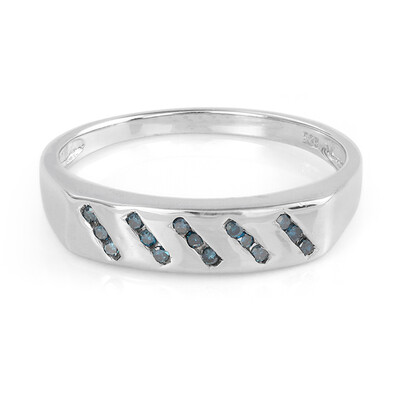 Zilveren ring met Koningsblauwe diamanten