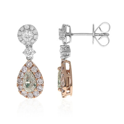 Gouden oorbellen met SI1 Groene diamanten (CIRARI)