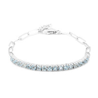 Zilveren armband met hemel-blauwe topaasstenen
