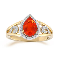 Gouden ring met een AAA Mexicaanse vuur opaal