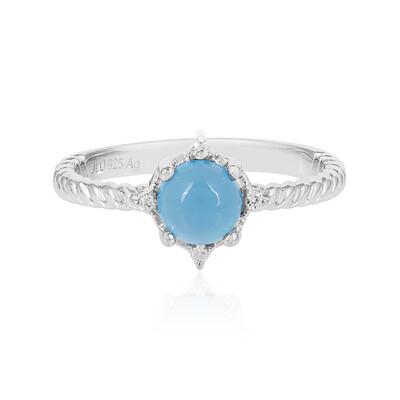 Zilveren ring met een Blauwe chalcedoon