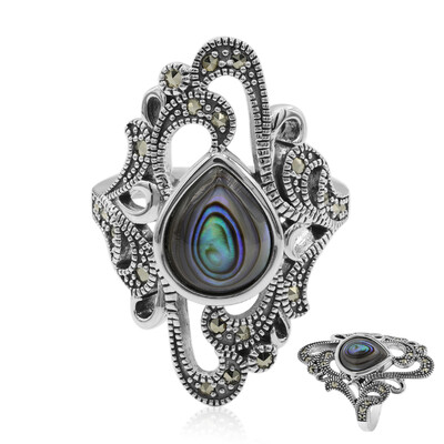 Zilveren ring met een Abalone schelp