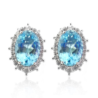 Zilveren oorbellen met hemel-blauwe topaasstenen (Dallas Prince Designs)