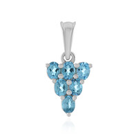 Zilveren hanger met Zwitsers-blauwe topaasstenen