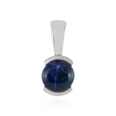 Zilveren hanger met een blauwe ster saffier