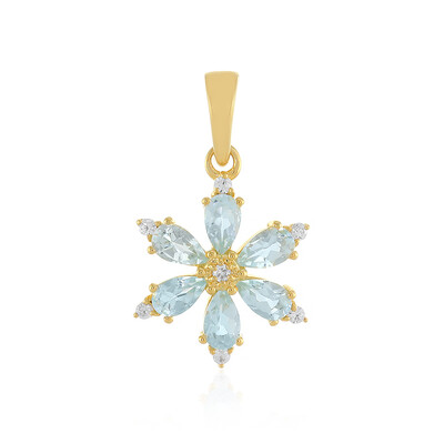 Zilveren hanger met hemel-blauwe topaasstenen