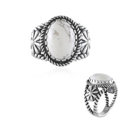 Zilveren ring met een howliet (Desert Chic)