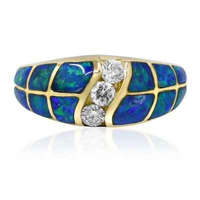 Gouden ring met Lightning Ridge Zwarte Opalen (CIRARI)