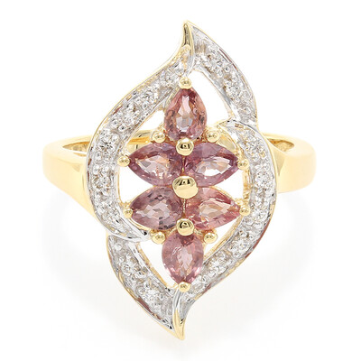 Gouden ring met Onverhitte Padparadscha Saffieren (AMAYANI)