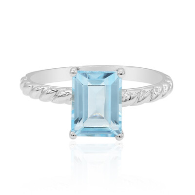 Zilveren ring met een hemel-blauwe topaas
