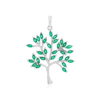 Zilveren hanger met Groene onyxen