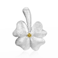 Zilveren hanger met een I3 Gele Diamant