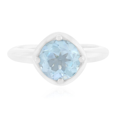 Zilveren ring met een hemel-blauwe topaas